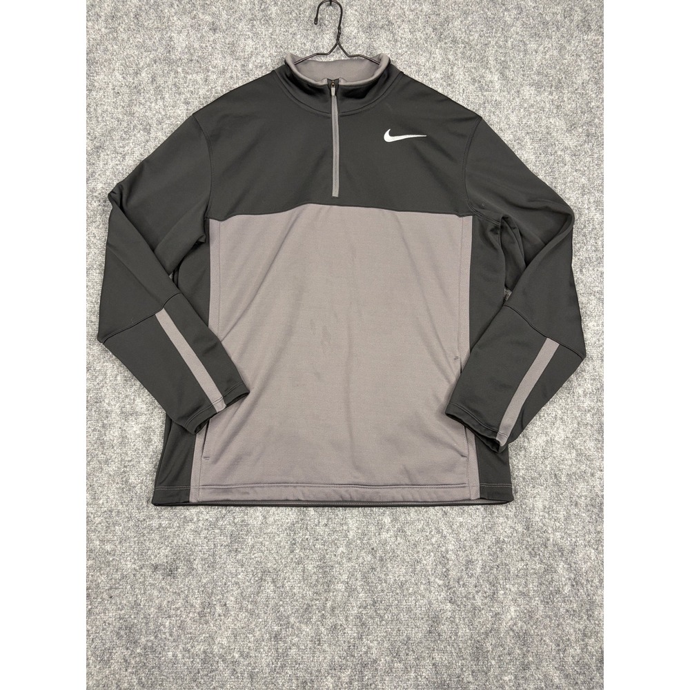 Nike Golf Therma-FIT Quarter Zip Pullover Mens Large Black Grey Colorblock L
